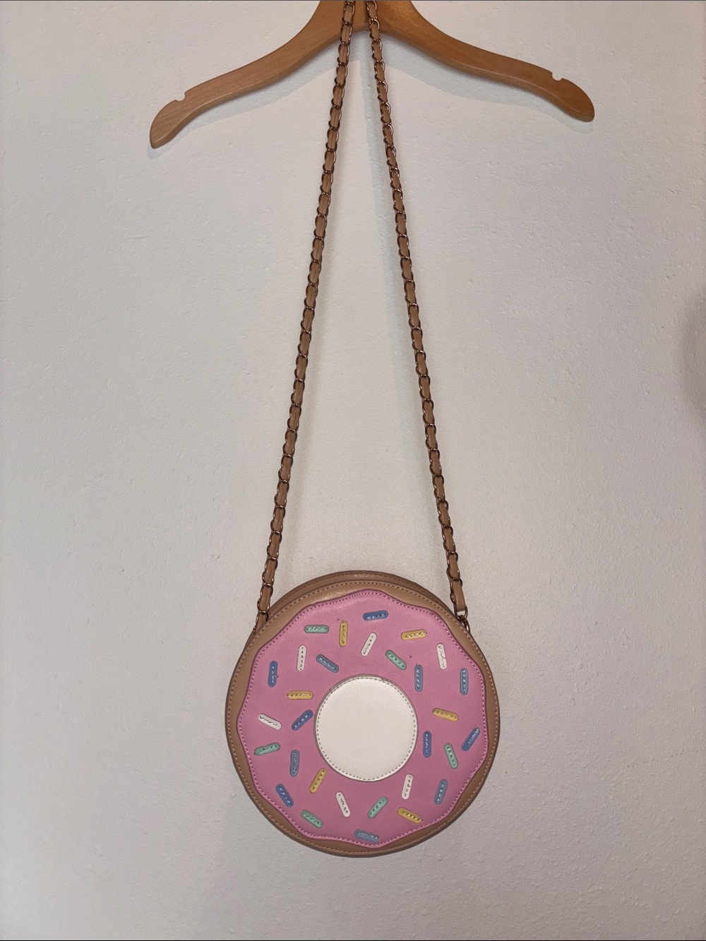 Donut Crossbody Bag with Tan Strap